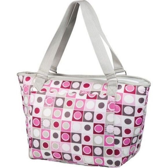 Picnic Time Handbags - Picnic Time Topanga Insulated Cooler Tote (Pink Geo Print, 33L)